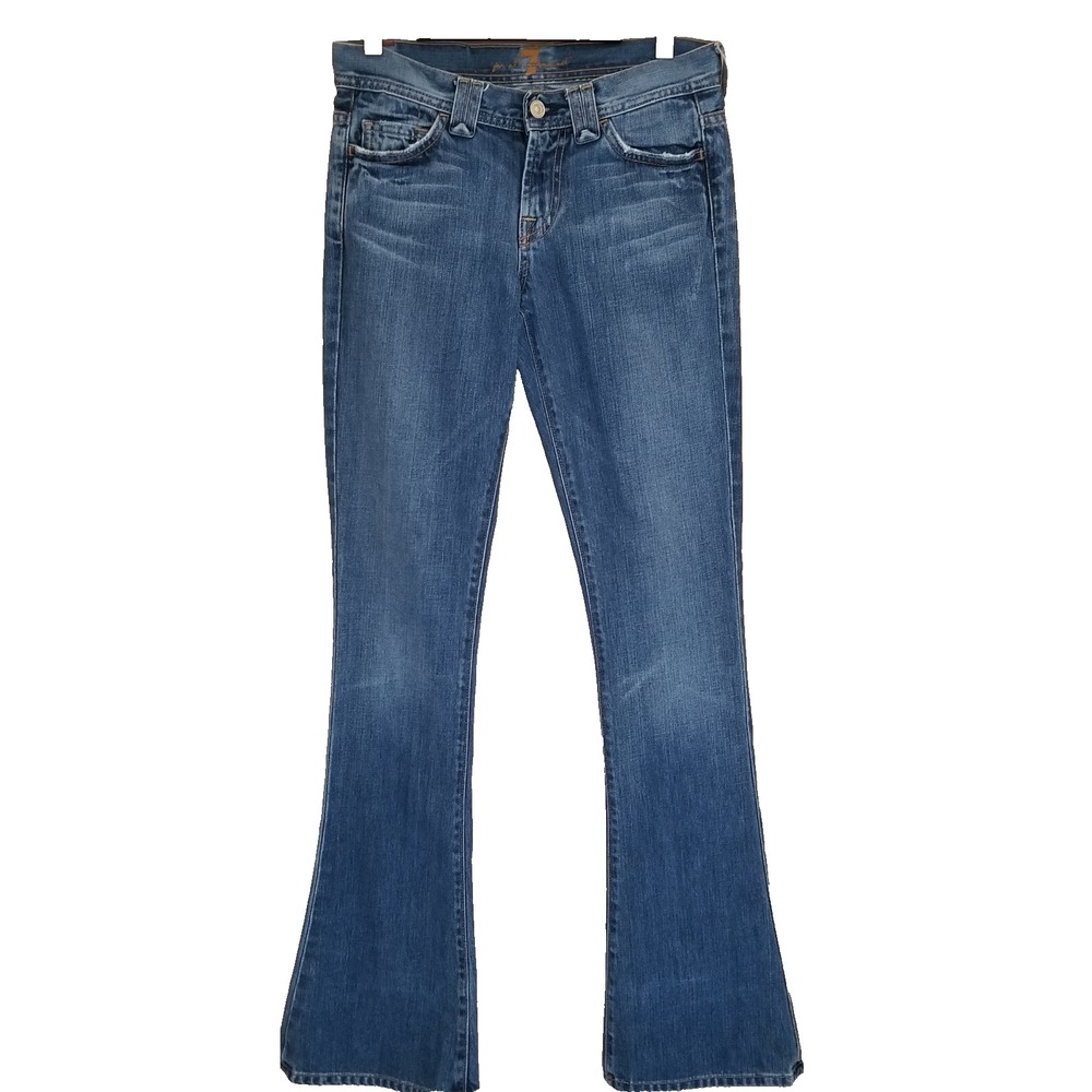 7 FOR ALL MANKIND Jeans Womens 26-Long Blue 8"Rise Bella Swan Y2K VTG USA Made
